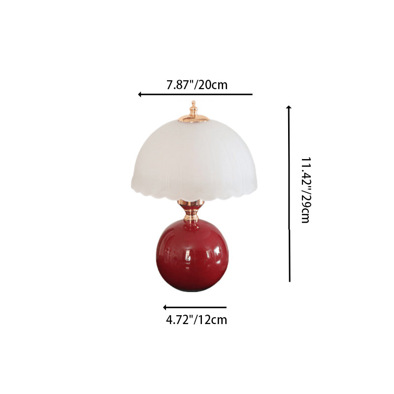 Contemporary Nordic Ceramic Metal Glass Ball Dome Petal 1-Light Table Lamp For Bedside