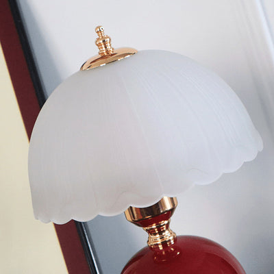 Contemporary Nordic Ceramic Metal Glass Ball Dome Petal 1-Light Table Lamp For Bedside