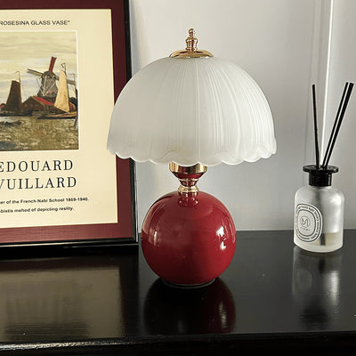 Contemporary Nordic Ceramic Metal Glass Ball Dome Petal 1-Light Table Lamp For Bedside