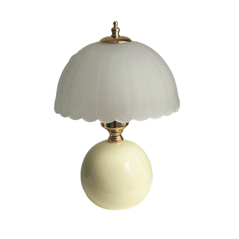 Contemporary Nordic Ceramic Metal Glass Ball Dome Petal 1-Light Table Lamp For Bedside