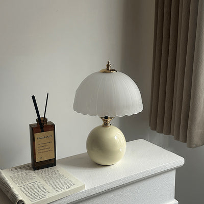 Contemporary Nordic Ceramic Metal Glass Ball Dome Petal 1-Light Table Lamp For Bedside