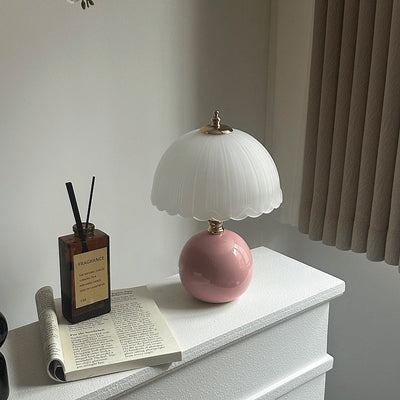 Contemporary Nordic Ceramic Metal Glass Ball Dome Petal 1-Light Table Lamp For Bedside