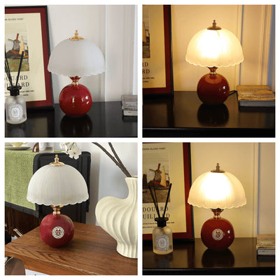 Contemporary Nordic Ceramic Metal Glass Ball Dome Petal 1-Light Table Lamp For Bedside