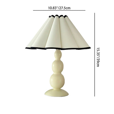 Traditional French Fabric PVC Iron Conical Pleated Gourd 1-Light Table Lamp For Bedside