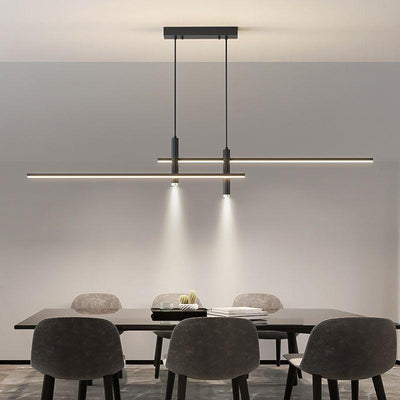 Modern Minimalist Iron Aluminum Silica Strip Spotlight LED Chandeliers Island Light For Dining Room