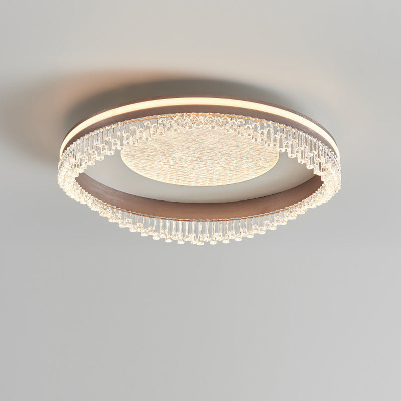 Modern Luxury Iron Aluminum Acrylic Round Pillar LED Flush Mount Ceiling Light For Bedroom