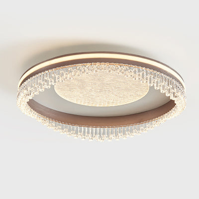 Modern Luxury Iron Aluminum Acrylic Round Pillar LED Flush Mount Ceiling Light For Bedroom