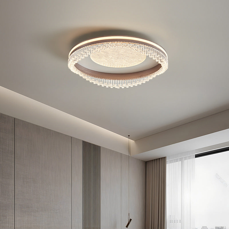 Modern Luxury Iron Aluminum Acrylic Round Pillar LED Flush Mount Ceiling Light For Bedroom