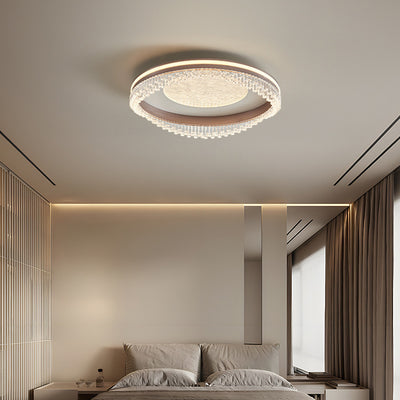 Modern Luxury Iron Aluminum Acrylic Round Pillar LED Flush Mount Ceiling Light For Bedroom