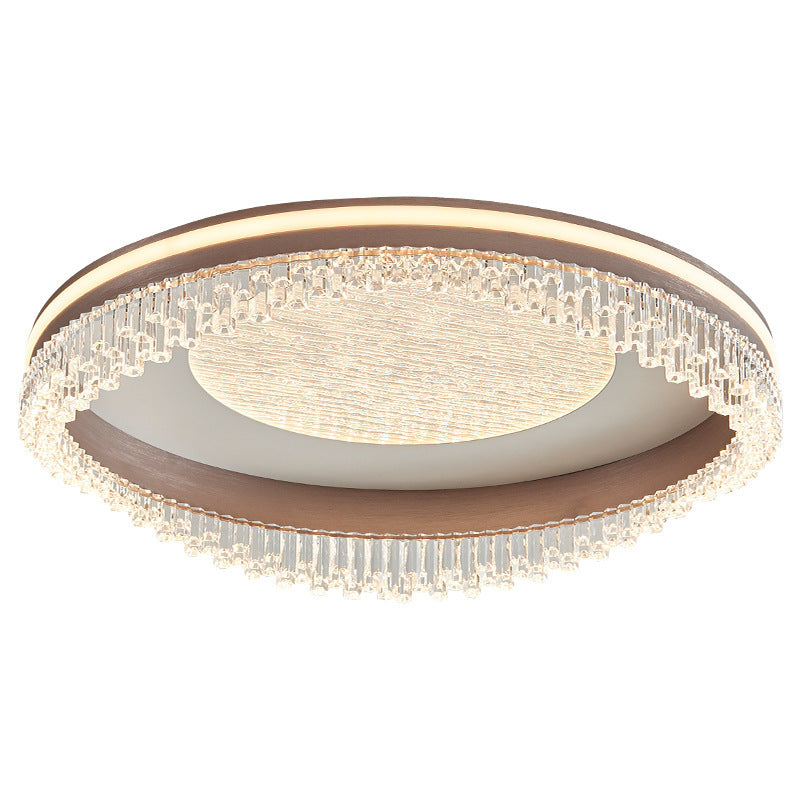 Modern Luxury Iron Aluminum Acrylic Round Pillar LED Flush Mount Ceiling Light For Bedroom