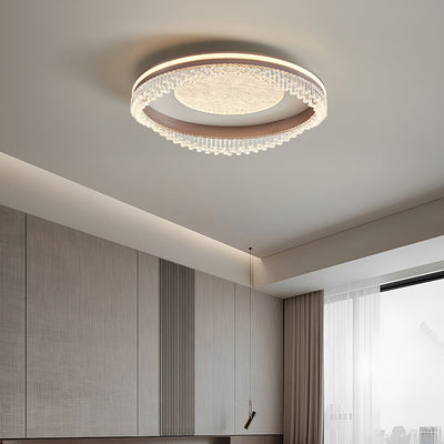 Modern Luxury Iron Aluminum Acrylic Round Pillar LED Flush Mount Ceiling Light For Bedroom