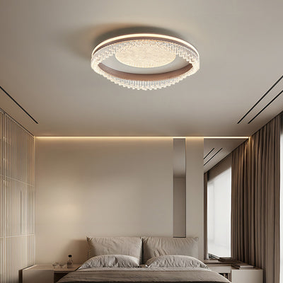 Modern Luxury Iron Aluminum Acrylic Round Pillar LED Flush Mount Ceiling Light For Bedroom