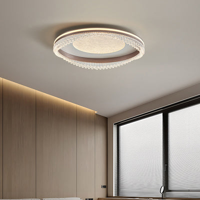 Modern Luxury Iron Aluminum Acrylic Round Pillar LED Flush Mount Ceiling Light For Bedroom