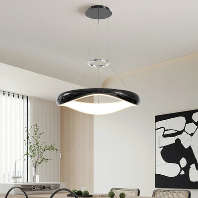 Contemporary Scandinavian Iron Acrylic Round LED Chandeliers For Dining Room