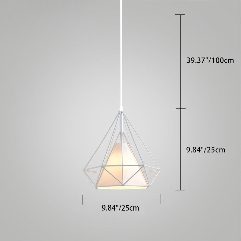 Contemporary Industrial Iron Fabric Diamond 1-Light Pendant Light For Dining Room