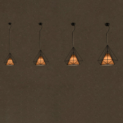 Contemporary Industrial Iron Fabric Diamond 1-Light Pendant Light For Dining Room