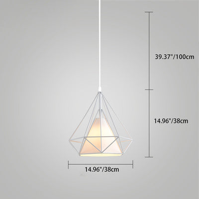 Contemporary Industrial Iron Fabric Diamond 1-Light Pendant Light For Dining Room