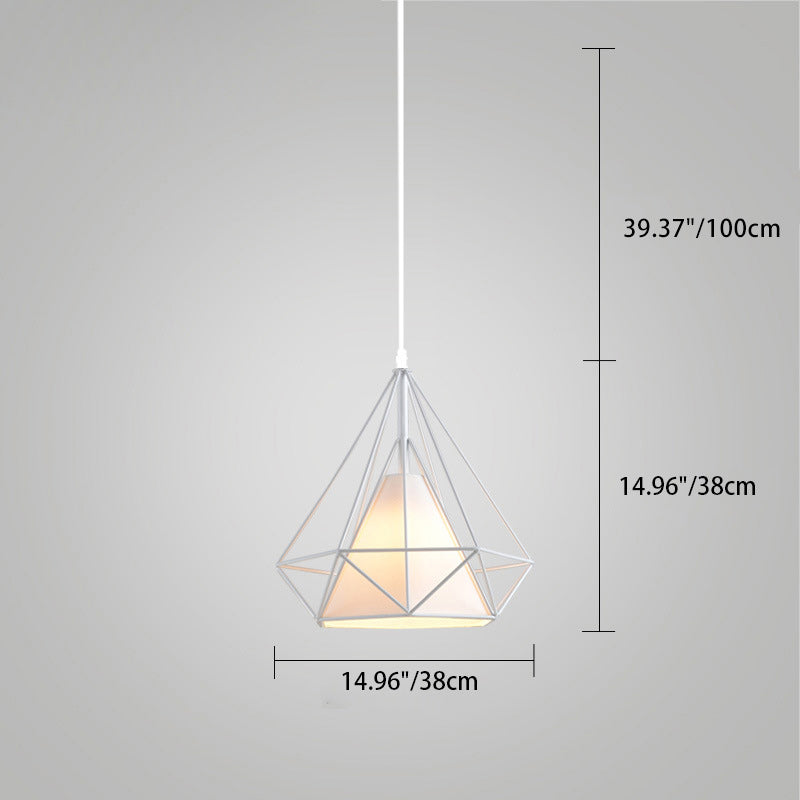 Contemporary Industrial Iron Fabric Diamond 1-Light Pendant Light For Dining Room