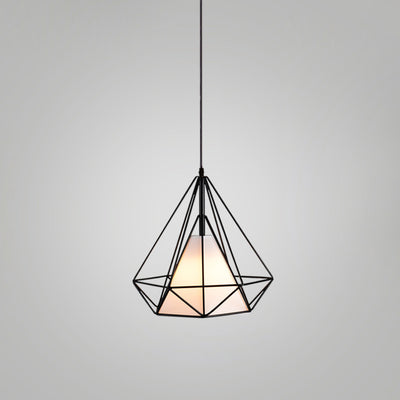 Contemporary Industrial Iron Fabric Diamond 1-Light Pendant Light For Dining Room