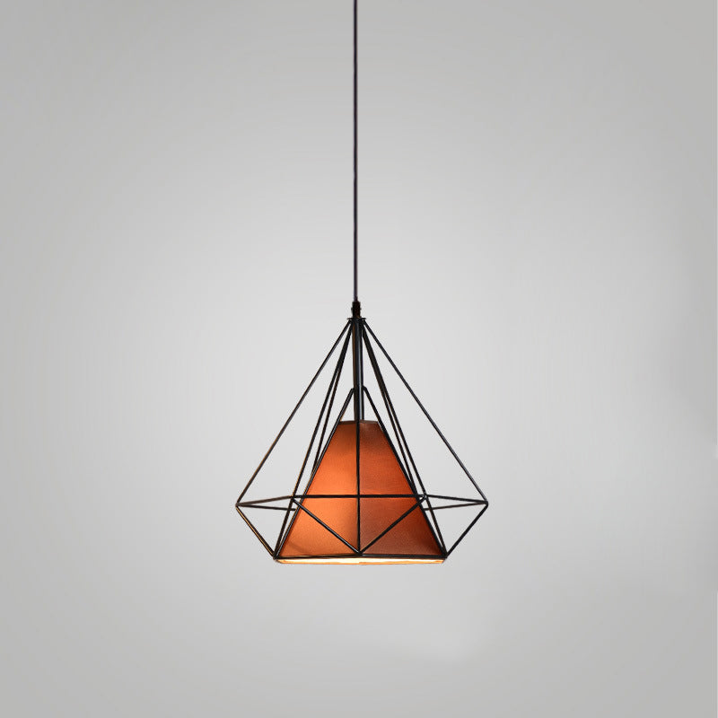 Contemporary Industrial Iron Fabric Diamond 1-Light Pendant Light For Dining Room