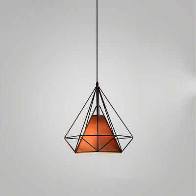 Contemporary Industrial Iron Fabric Diamond 1-Light Pendant Light For Dining Room