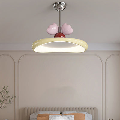 Contemporary Nordic Kids Iron Acrylic Round Heart LED Pendant Light For Bedroom