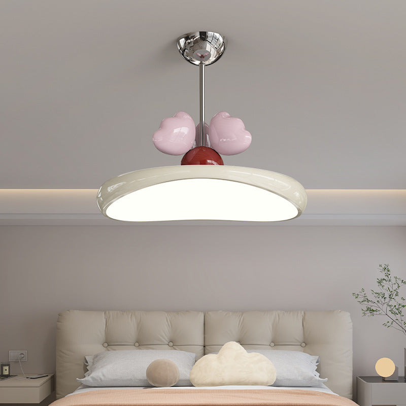 Contemporary Nordic Kids Iron Acrylic Round Heart LED Pendant Light For Bedroom