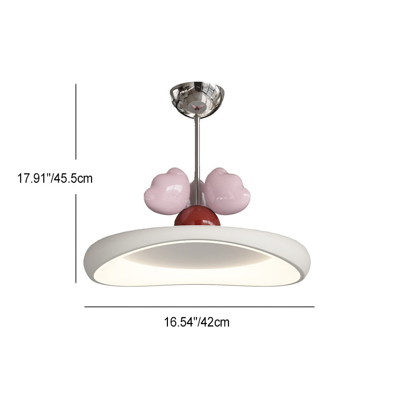 Contemporary Nordic Kids Iron Acrylic Round Heart LED Pendant Light For Bedroom