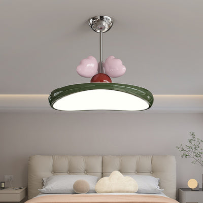 Contemporary Nordic Kids Iron Acrylic Round Heart LED Pendant Light For Bedroom