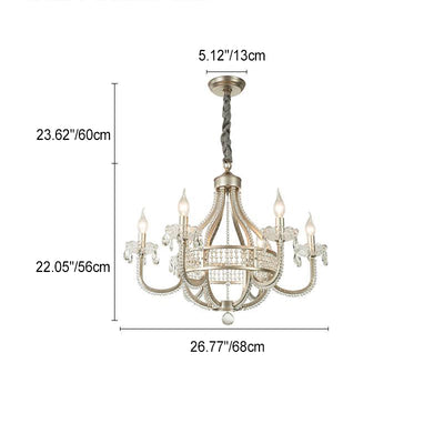 Traditional Luxury Iron Crystal Orb Candle 1/4/6/8 Light Chandeliers For Living Room