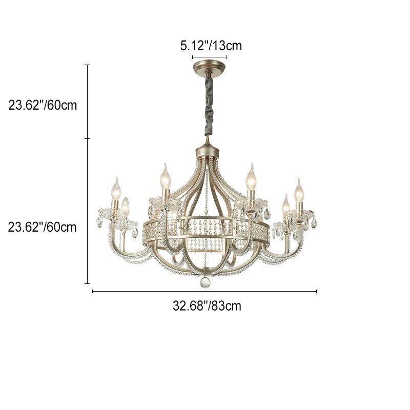 Traditional Luxury Iron Crystal Orb Candle 1/4/6/8 Light Chandeliers For Living Room