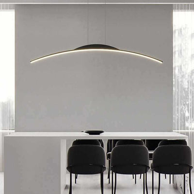 Modern Minimalist Iron Aluminum Silica Strip Curved LED Chandeliers Island Light For Dining Room