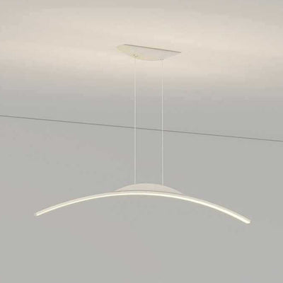 Modern Minimalist Iron Aluminum Silica Strip Curved LED Chandeliers Island Light For Dining Room