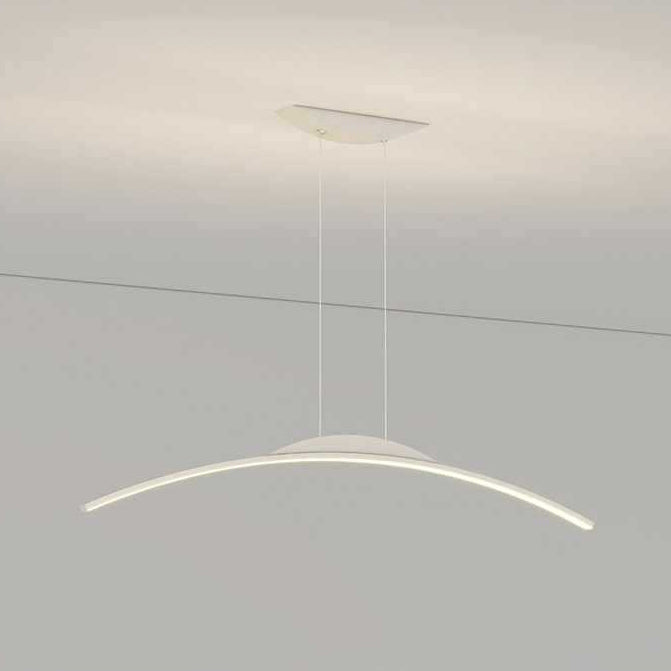 Modern Minimalist Iron Aluminum Silica Strip Curved LED Chandeliers Island Light For Dining Room