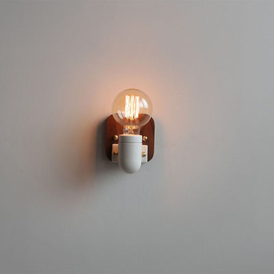 Contemporary Retro Ceramic Wood Bulb Zipper 1-Light Wall Sconce Lamp For Bedside