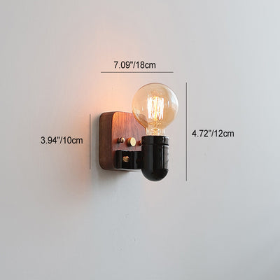 Contemporary Retro Ceramic Wood Bulb Zipper 1-Light Wall Sconce Lamp For Bedside