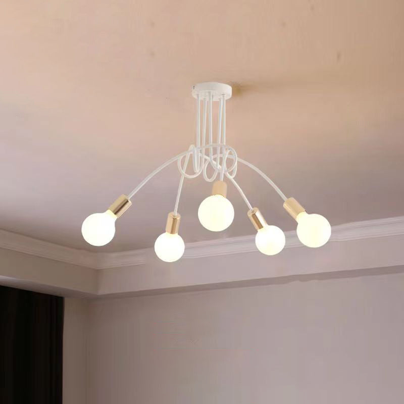 Contemporary Nordic Iron Ball Intertwined 3/5/8 Light Semi-Flush Mount Ceiling Light For Living Room