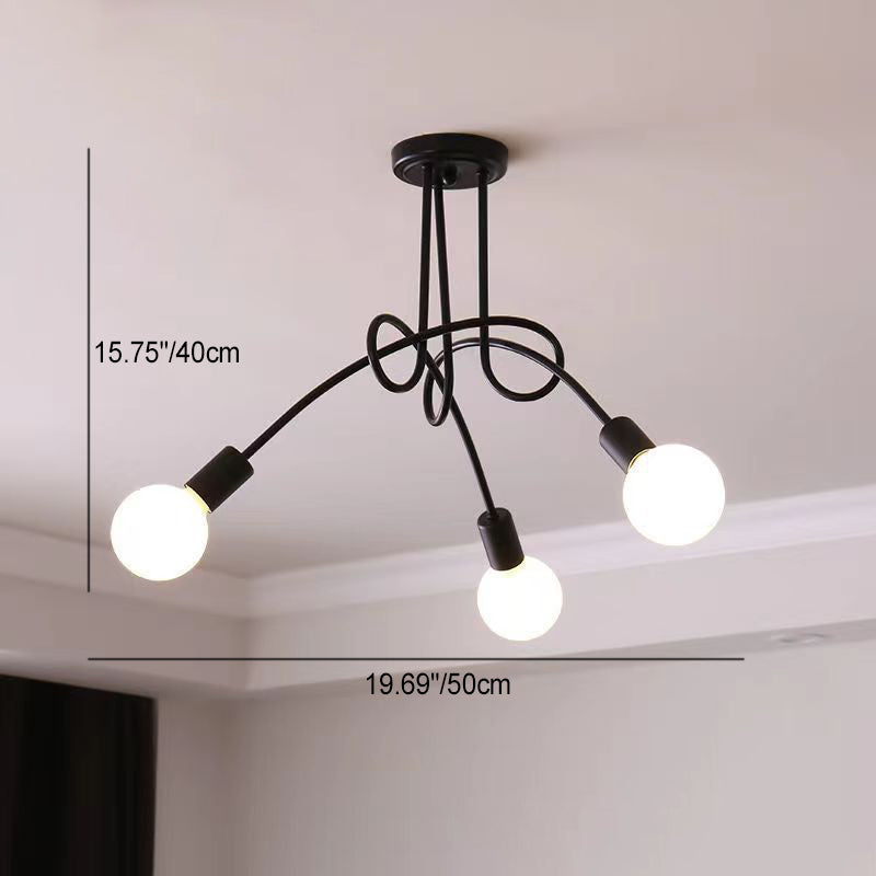 Contemporary Nordic Iron Ball Intertwined 3/5/8 Light Semi-Flush Mount Ceiling Light For Living Room