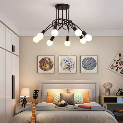 Contemporary Nordic Iron Ball Intertwined 3/5/8 Light Semi-Flush Mount Ceiling Light For Living Room