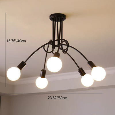 Contemporary Nordic Iron Ball Intertwined 3/5/8 Light Semi-Flush Mount Ceiling Light For Living Room