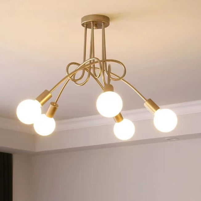 Contemporary Nordic Iron Ball Intertwined 3/5/8 Light Semi-Flush Mount Ceiling Light For Living Room