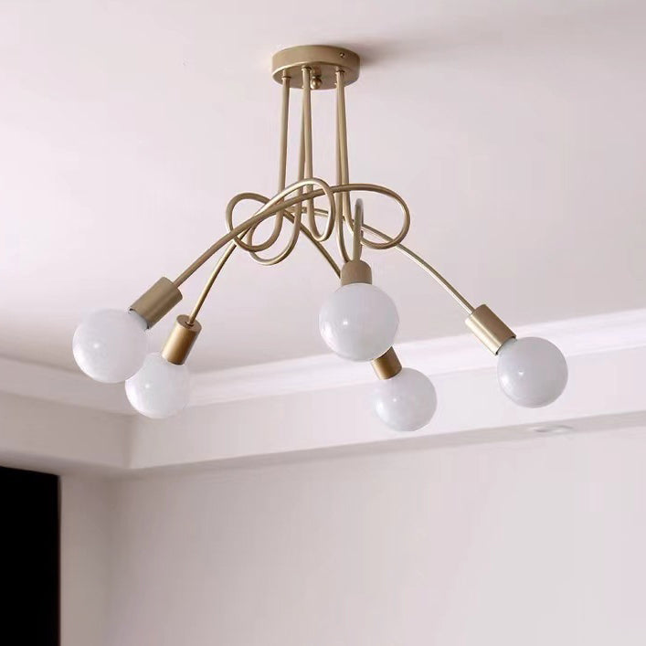 Contemporary Nordic Iron Ball Intertwined 3/5/8 Light Semi-Flush Mount Ceiling Light For Living Room