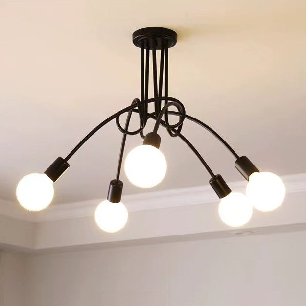 Contemporary Nordic Iron Ball Intertwined 3/5/8 Light Semi-Flush Mount Ceiling Light For Living Room