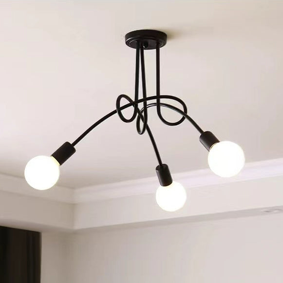 Contemporary Nordic Iron Ball Intertwined 3/5/8 Light Semi-Flush Mount Ceiling Light For Living Room