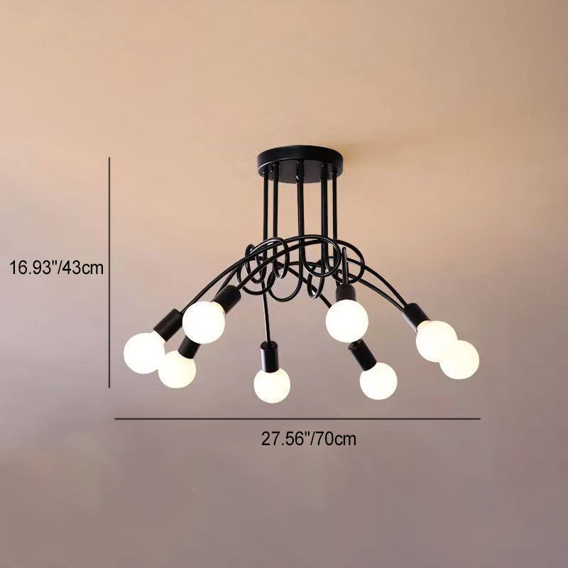 Contemporary Nordic Iron Ball Intertwined 3/5/8 Light Semi-Flush Mount Ceiling Light For Living Room