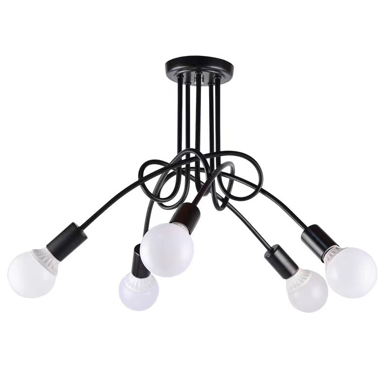 Contemporary Nordic Iron Ball Intertwined 3/5/8 Light Semi-Flush Mount Ceiling Light For Living Room