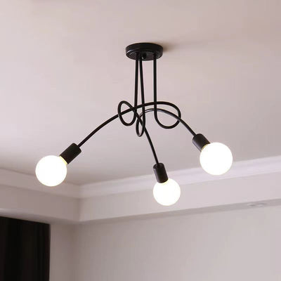 Contemporary Nordic Iron Ball Intertwined 3/5/8 Light Semi-Flush Mount Ceiling Light For Living Room