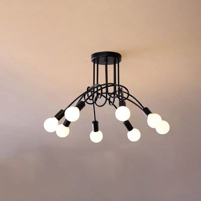 Contemporary Nordic Iron Ball Intertwined 3/5/8 Light Semi-Flush Mount Ceiling Light For Living Room