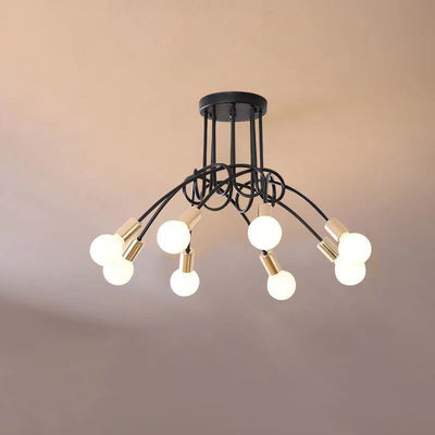 Contemporary Nordic Iron Ball Intertwined 3/5/8 Light Semi-Flush Mount Ceiling Light For Living Room