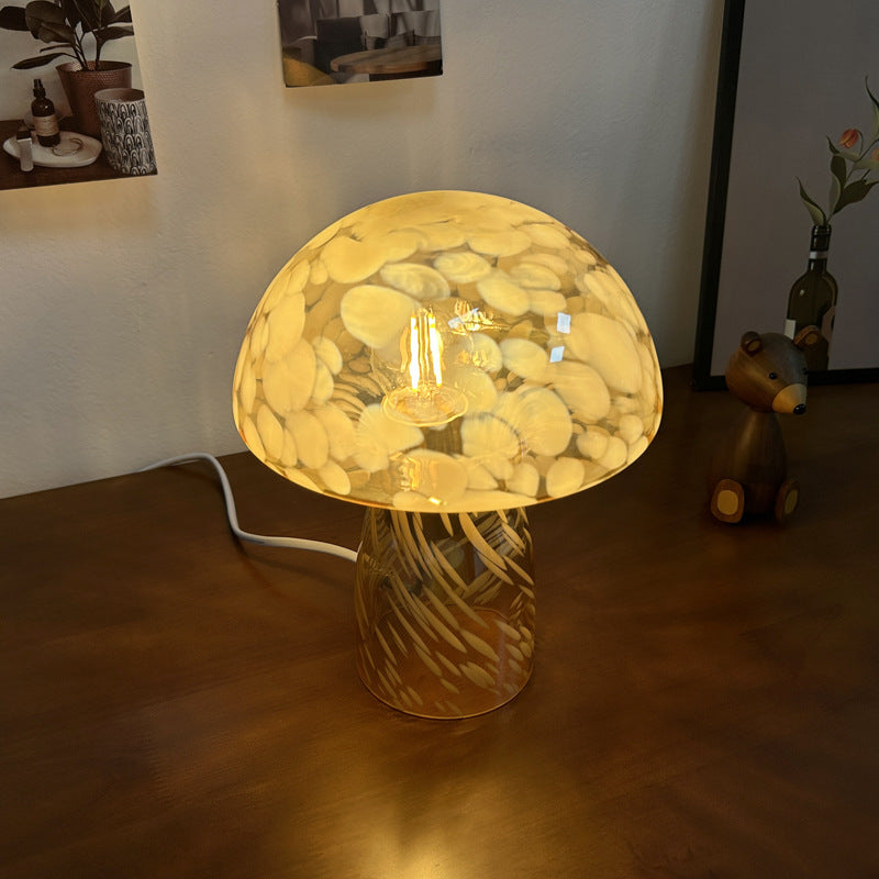 Modern Art Deco Glass Mushroom Dome 1-Light Table Lamp For Bedside